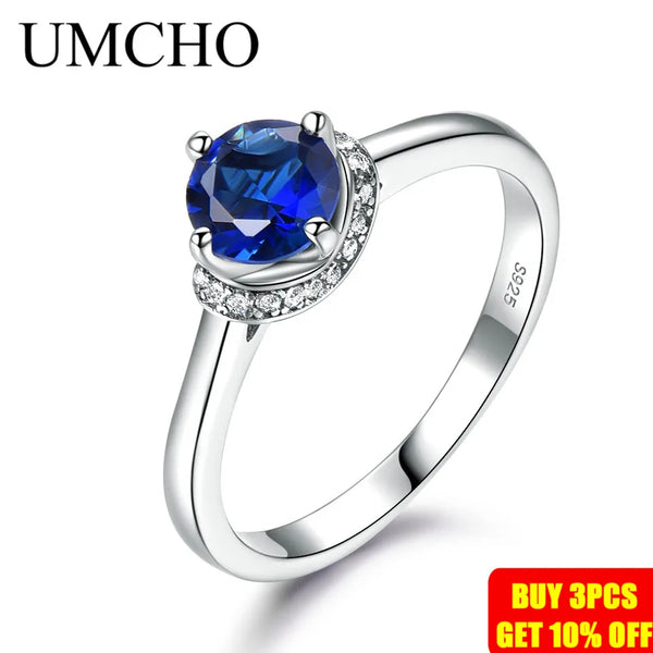 925 Sterling Silver Blue Sapphire Halo Ring for Women