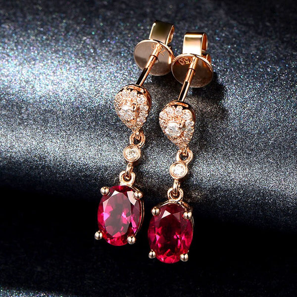 14K Gold Natural Ruby Jade Gemstone Ball Earrings for Women