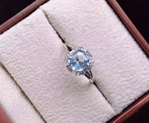 925 Silver Aquamarine Ring for Women