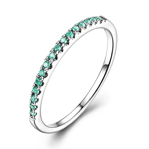 14k White Gold 0.2ct Emerald Gemstone Ring for Women