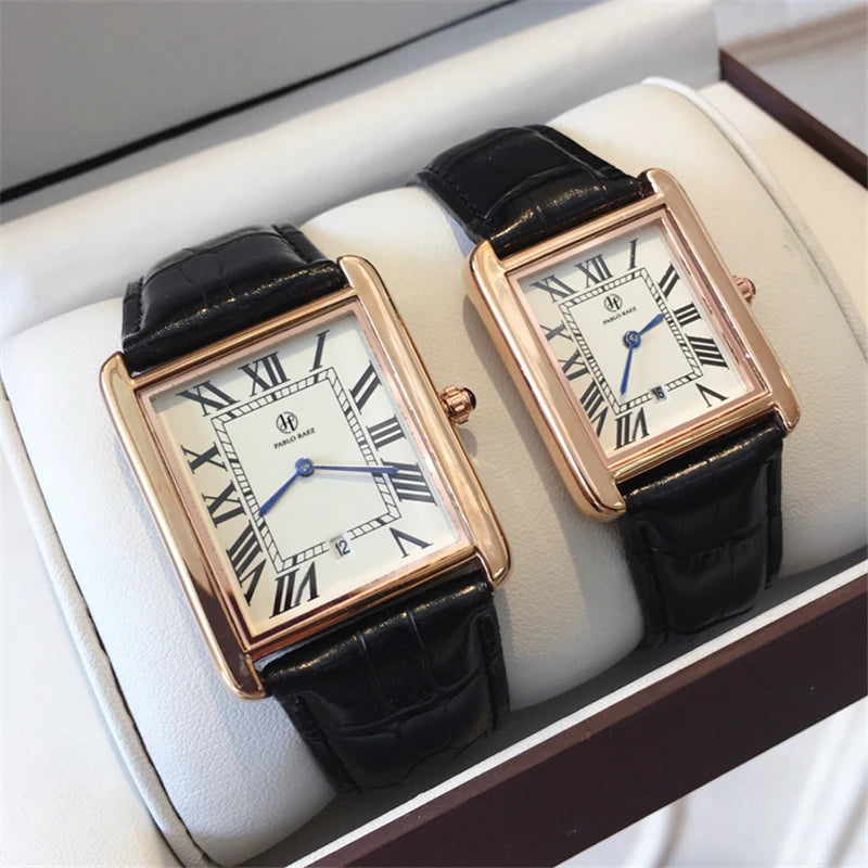 Luxury Square Wristwatch for Fashion-conscious Women and Men: Elegant Quartz Movement Timepiece with Leather Strap