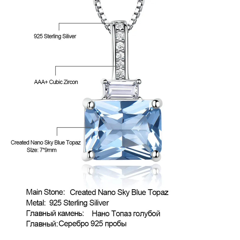 Sterling Silver Sky Blue Topaz Pendant Necklace for Women