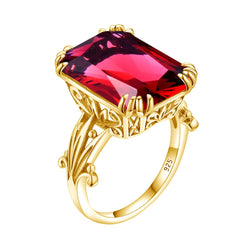 Sterling Silver Red Ruby Stone Ring for Women