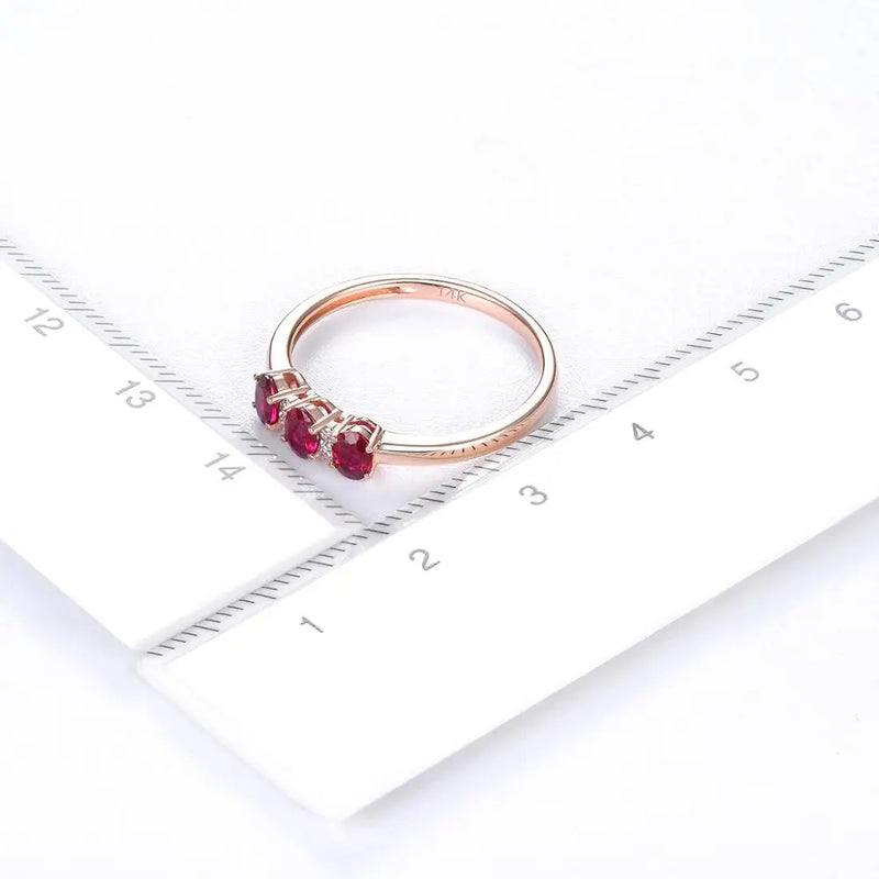 14K Rose Gold Ruby & Diamond Ring for Women