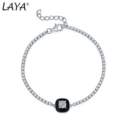 Sterling Silver Zircon Bracelet with Enamel for Women