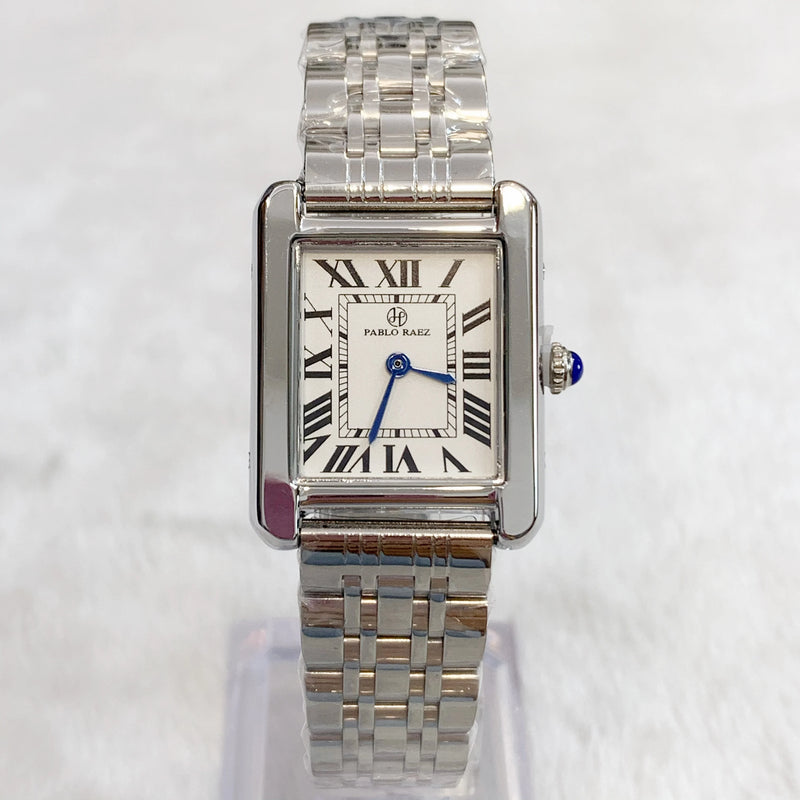 Luxury Silver Square Roman Analog Watch for Women: Elegant, Top Quality & Unique.