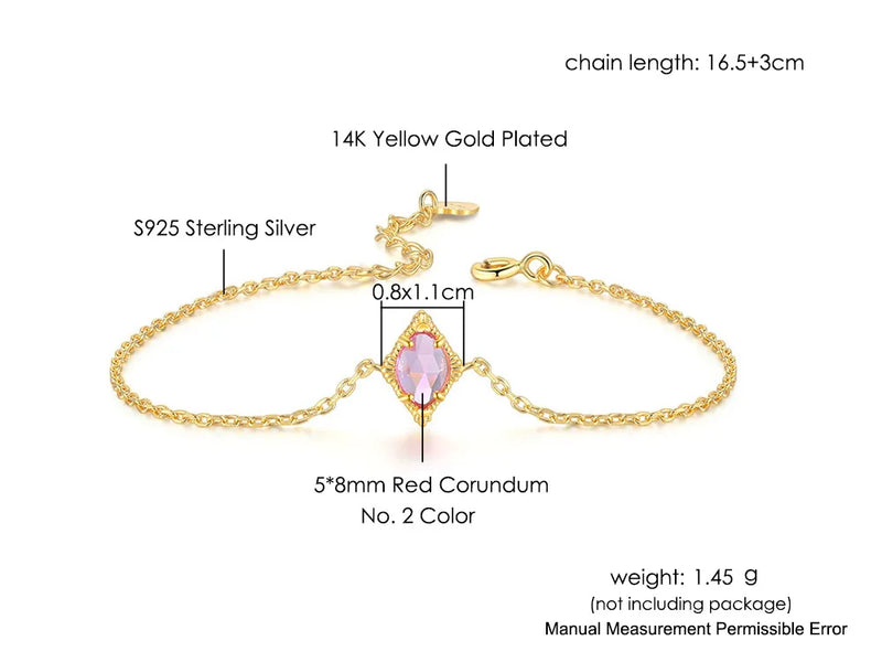 925 Silver 14K Gold Plated Synthetic Corundum Jewelry Set for Women