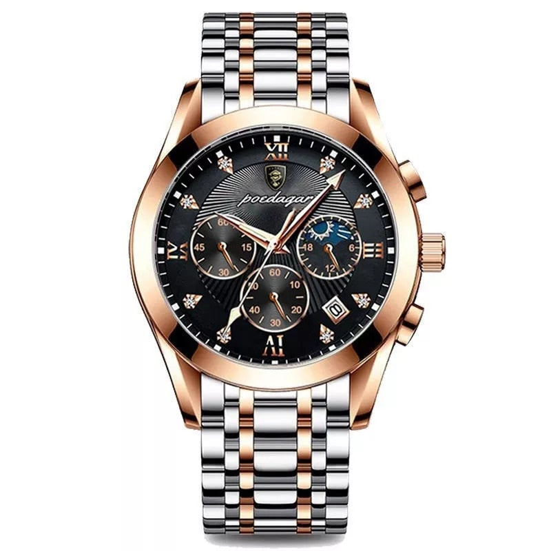 Stainless Steel Quartz Date Luminous Sport Watch for Men