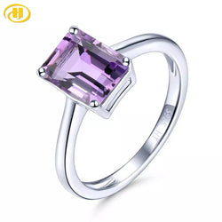 Silver African Amethyst Ring 2.39 Carat Octagon for Women