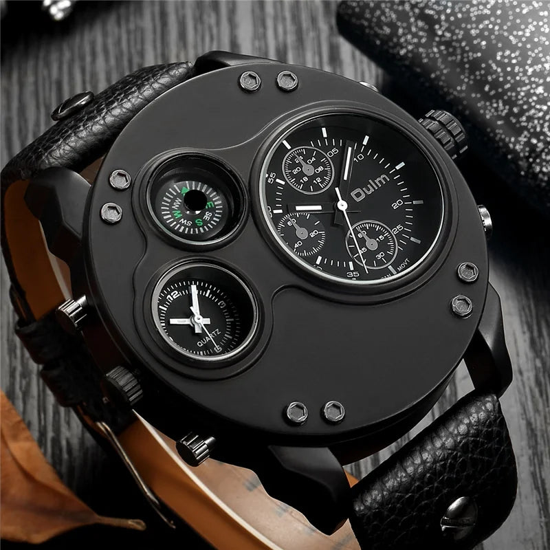 Quartz Watch with Large Dial for Men - Luxury Strap - Top Brand