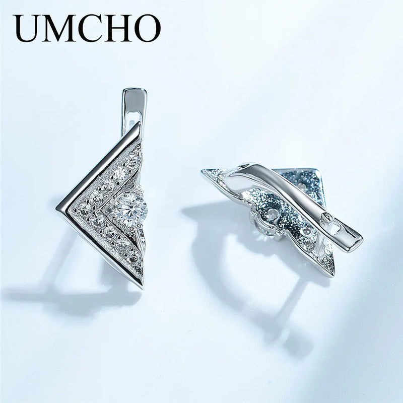 925 Sterling Silver Triangle Clip Earrings for Women