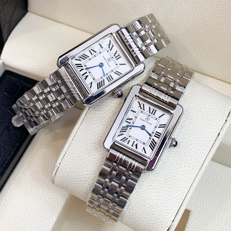 Luxury Silver Square Roman Analog Watch for Women: Elegant, Top Quality & Unique.