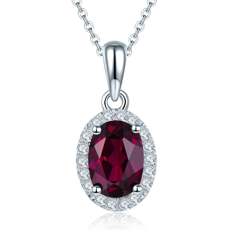 925 Sterling Silver Purple Amethyst Pendant Necklace for Women