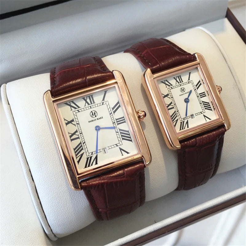 Luxury Men's & Women's Fashion Rectangle Thin Leather Watch