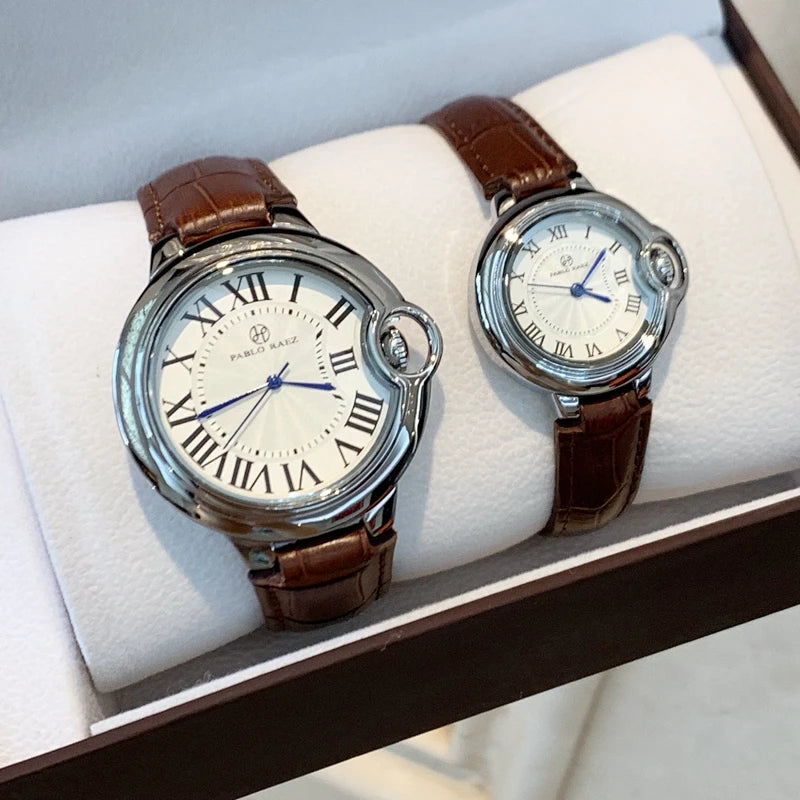 Luxury Leather Blue Quartz Classic Design Watch for Men and Women – Elegant Timepiece for Lovers of Fine Relogies and Fashion Dress Clocks.