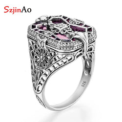 925 Silver Pink Gemstones Ring with Square Stone for Woman