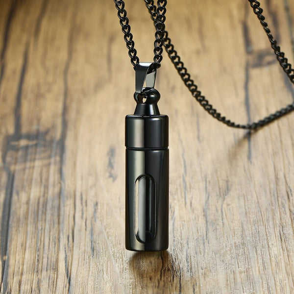 Stainless Steel Hollow Tube Pendant for Men or Women.