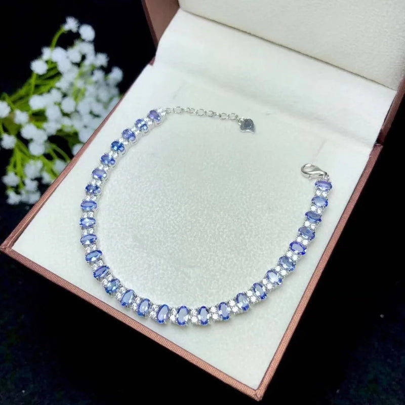 925 Silver Tanzanite Bracelet, 3mm x 5mm, for Women