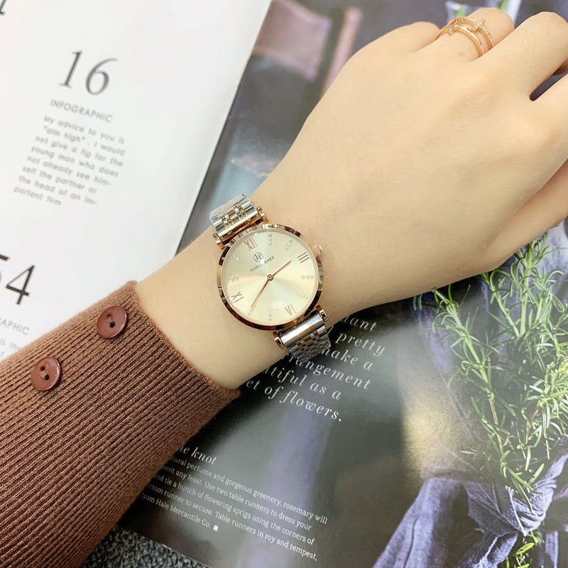 Luxury Waterproof Rose Gold Steel Strap Women's Watch