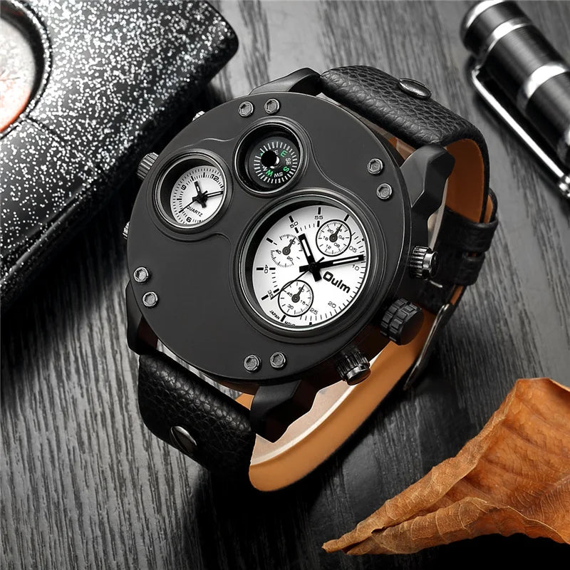 Quartz Watch with Large Dial for Men - Luxury Strap - Top Brand