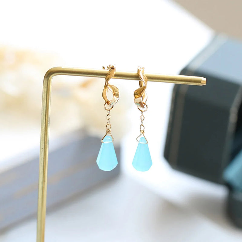 Sterling Silver & 10K Gold Plated Chalcedony Drop Earrings for Women