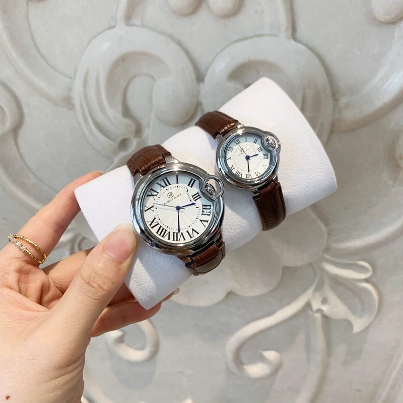 Luxury Leather Blue Quartz Classic Design Watch for Men and Women – Elegant Timepiece for Lovers of Fine Relogies and Fashion Dress Clocks.