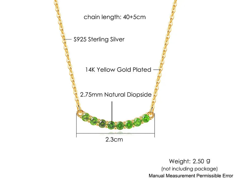 925 Silver Vingate Jewelry Set with Natural Diopside Gemstone, 14K Gold Plated for Women