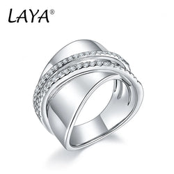 Sterling Silver High Quality Zircon Multi-Line Chunky Ring for Women