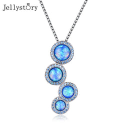 925 Sterling Silver Opal Zircon Pendant Necklace for Women