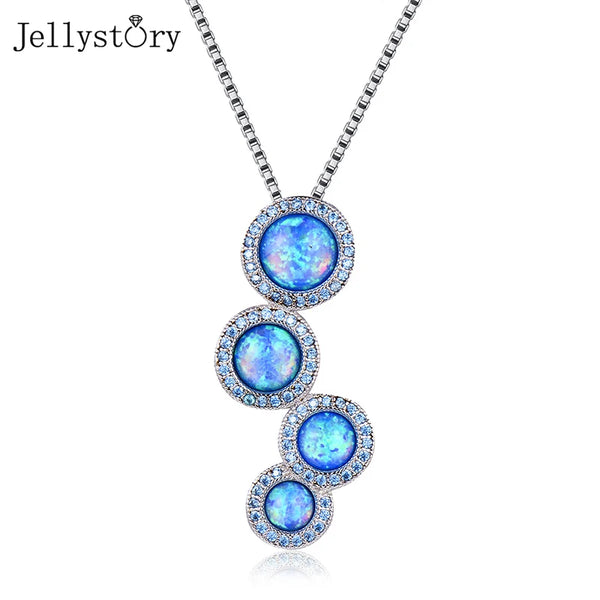 925 Sterling Silver Opal Zircon Pendant Necklace for Women