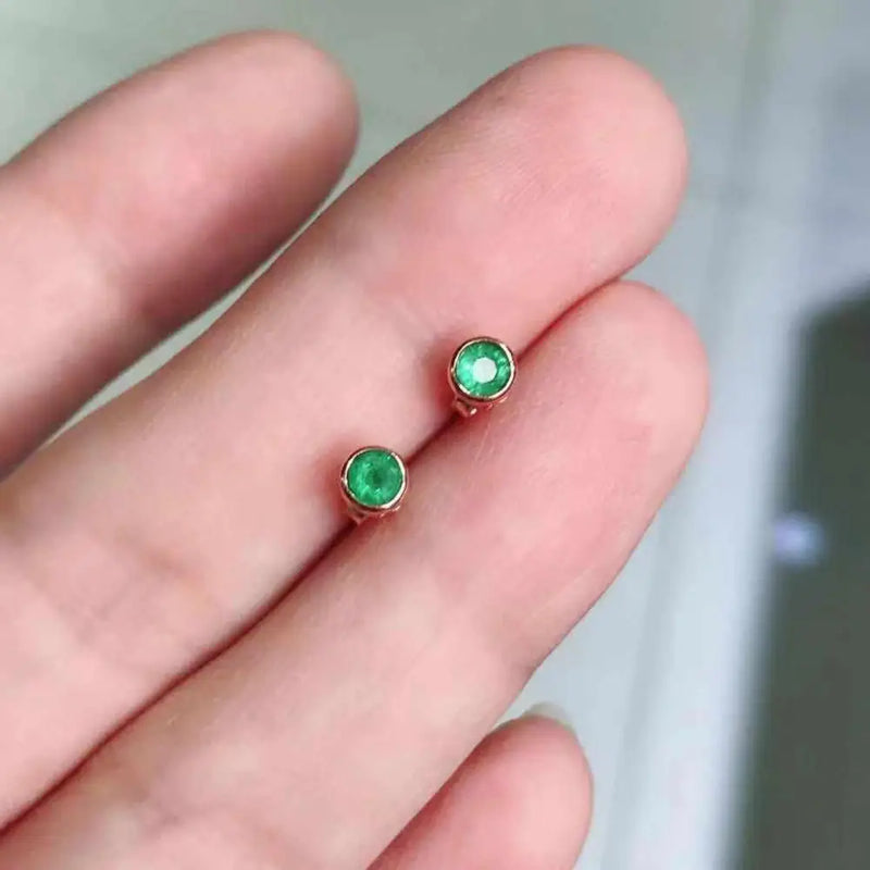 925 Sterling Silver Emerald Gemstone Stud Earrings for Women