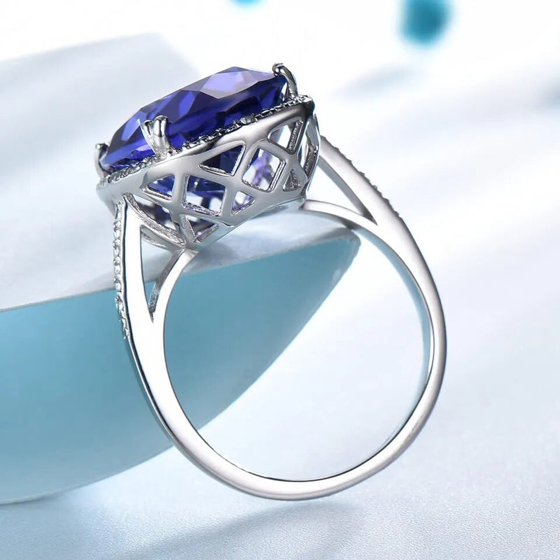 925 Sterling Silver Tanzanite Gemstone Ring for Women