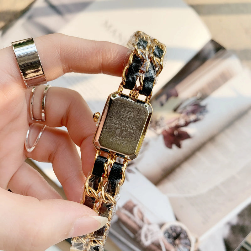 Luxury Gold Square Mini Analog Quartz Wristwatch for Women