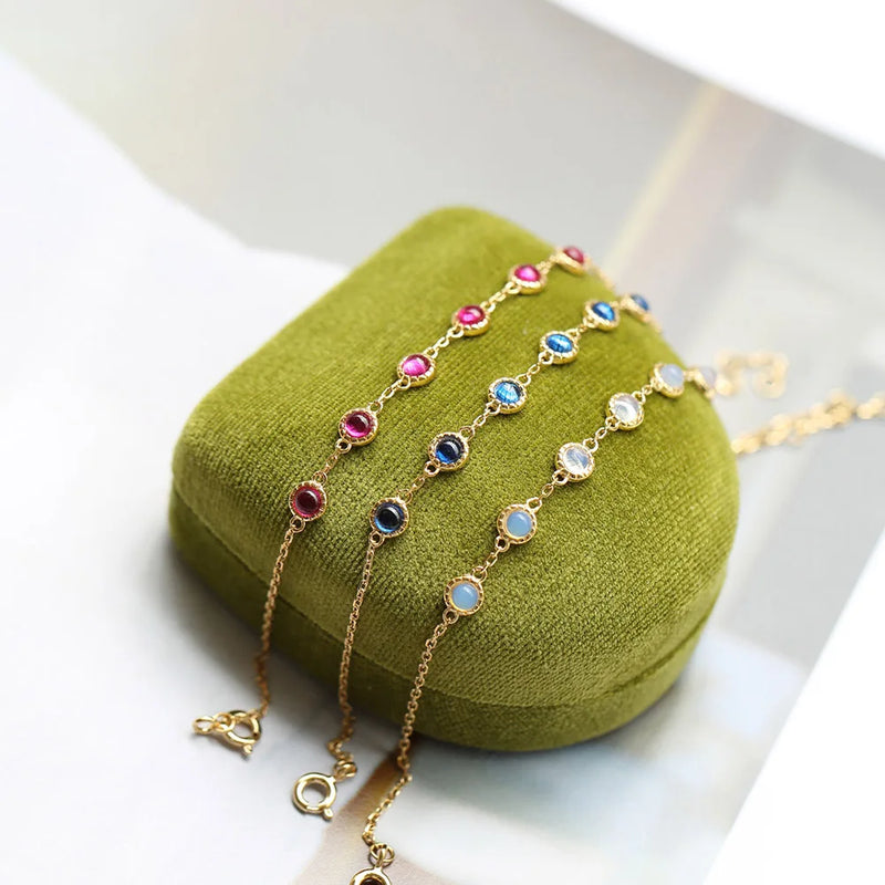 925 Sterling Silver Opal Corundum Bracelet for Women