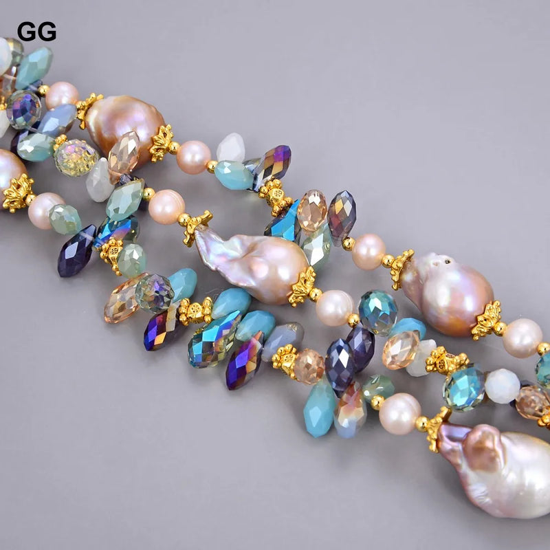 Sterling Silver Keshi Baroque Pearl & Crystal Bracelet for Women