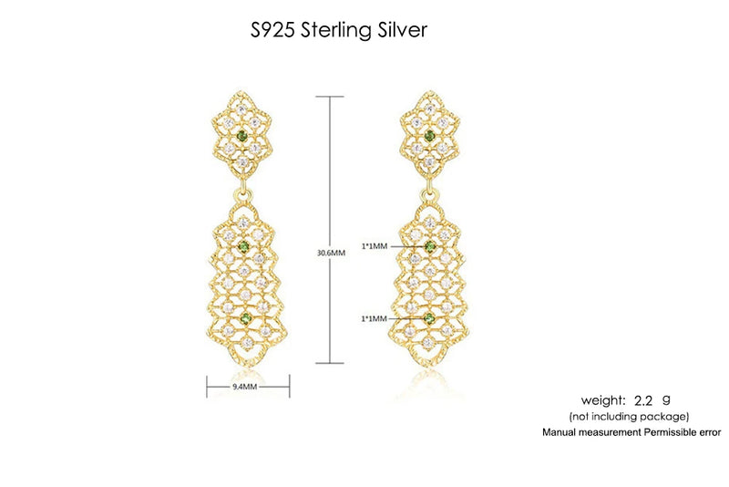 Silver 925 Lace Drop Earrings for Women