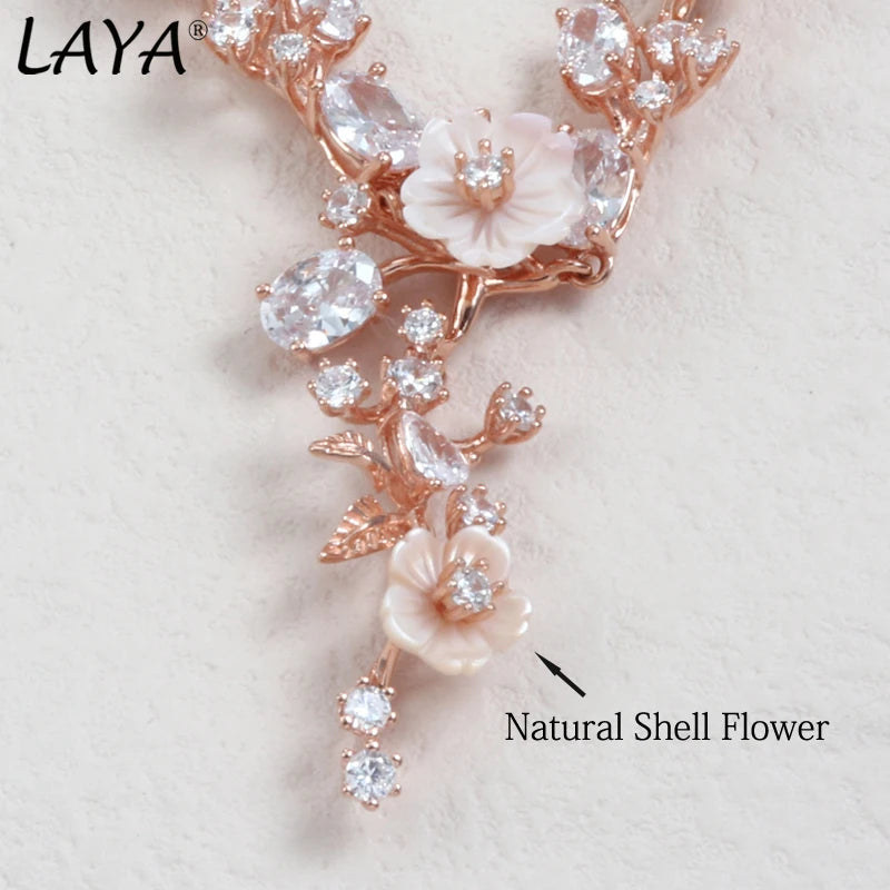 Sterling Silver Natural Shell Flower Necklace for Women