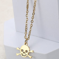 Titanium Stainless Steel Gothic Skull Pendant Necklace for Men and Women