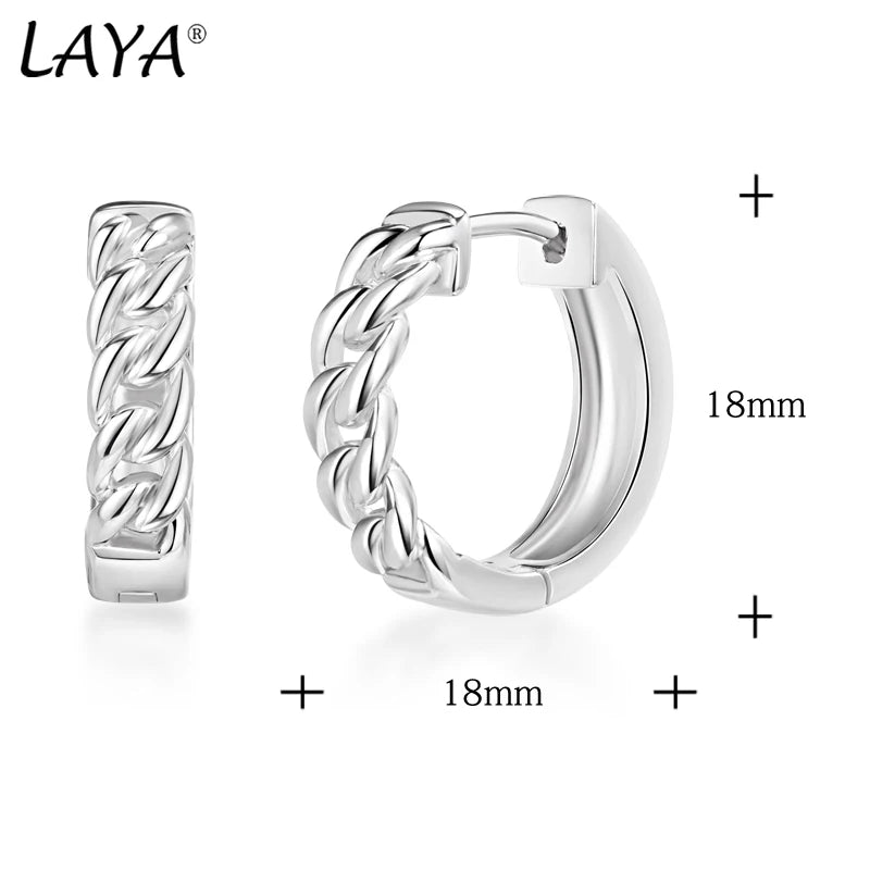 925 Sterling Silver Retro Fashion Chain Hoop Earrings for Women