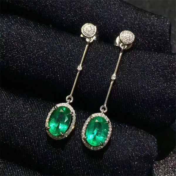 925 Silver Emerald Gemstone Earrings for Women