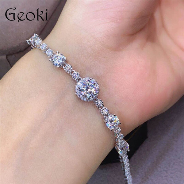 925 Sterling Silver 3ctw Round Brilliant Cut Diamond & Moissanite Bracelet for Women