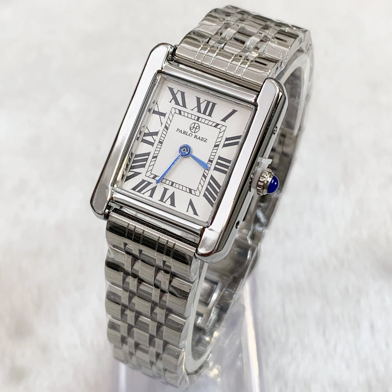 Luxury Silver Square Roman Analog Watch for Women: Elegant, Top Quality & Unique.