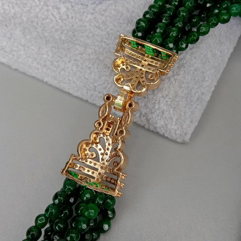 Sterling Silver Green Jade and Cubic Zirconia Multi-Strand Necklace for Women