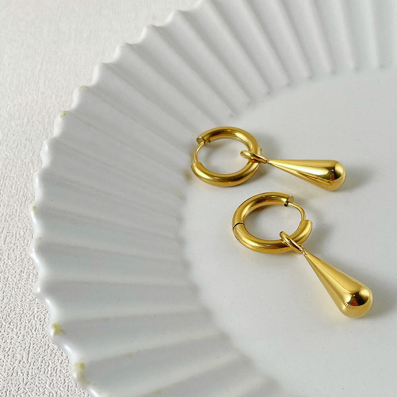 ENFASHION Gold Color Waterdrop Dangle Earrings for Women Drop Earings Stainless Steel Fashion Jewelry Party Pendientes E211340