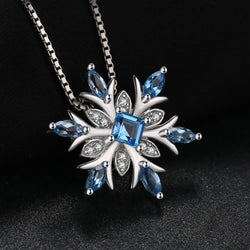 Sterling Silver Blue Topaz Pendant Necklace for Woman