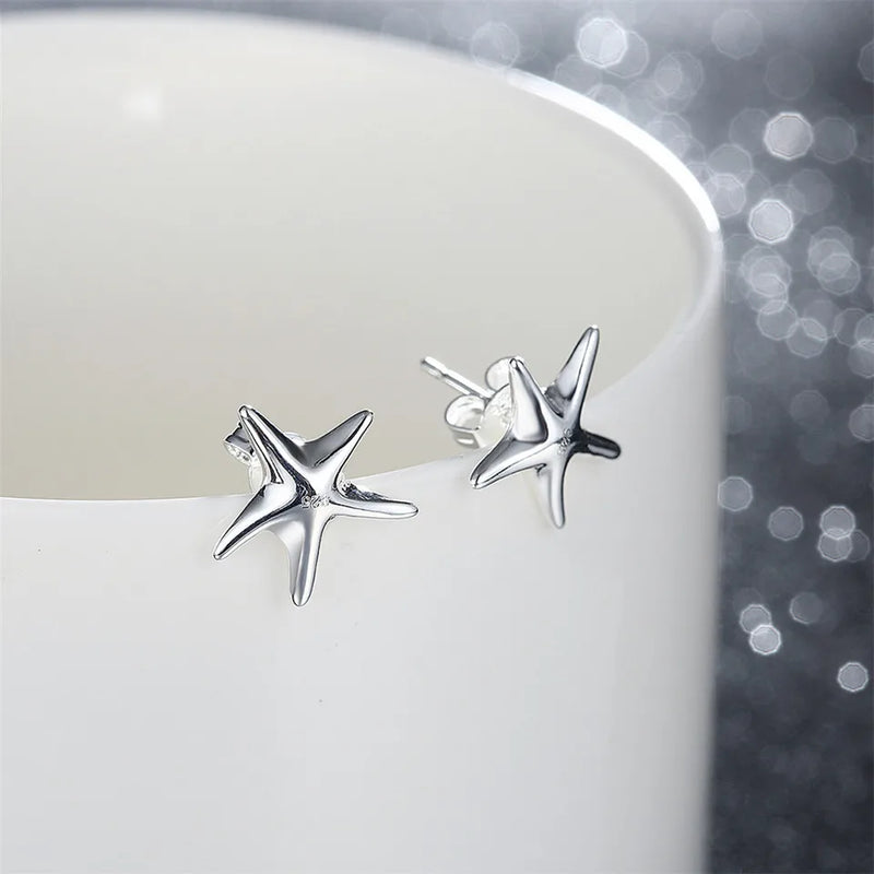 Sterling Silver Starfish Earrings for Women