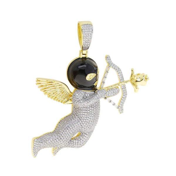 Gold Hip Hop Dual Tone Two-Tone Color Plated Angel Pendants with 5A Cubic Zirconia for Men