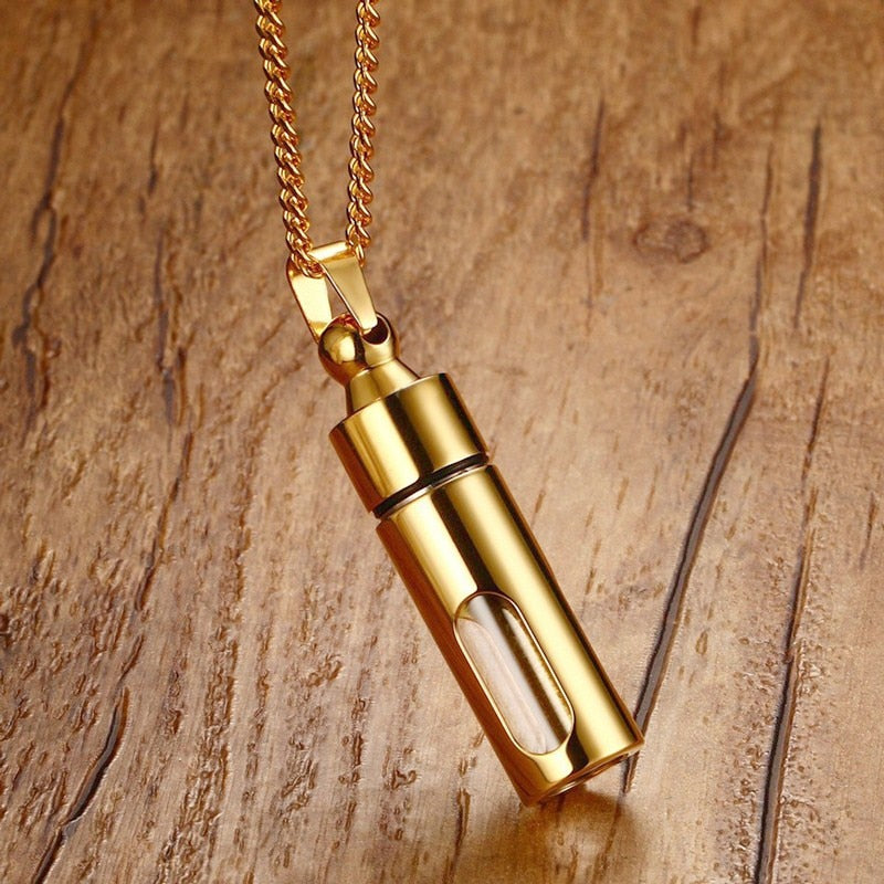 Stainless Steel Hollow Tube Pendant for Men or Women.