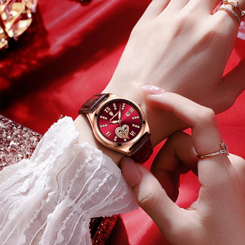 Rose Gold Rhinestone Quartz Watch for Women