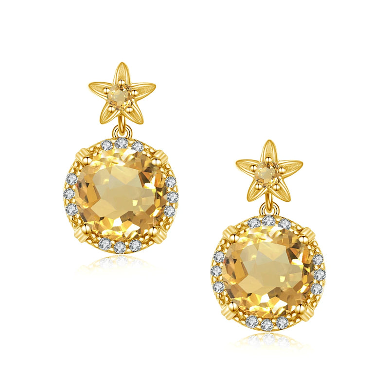 14K Gold Natural Citrine Stud Earrings, 0.50ctw for Women